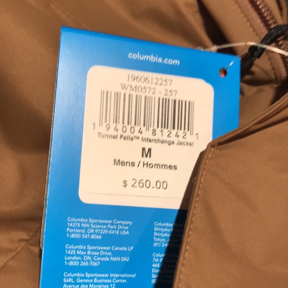 NWT COLUMBIA TUNNEL FALLS Interchange jacket men’s M layers coat - Picture 6 of 13
